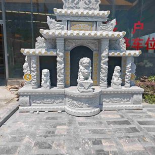 黑龙江芝麻白中国黑石材套墓 花岗岩墓碑